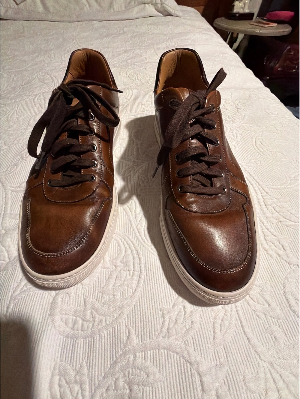 Magnanni Brown Leather Sneakers Size 12 M